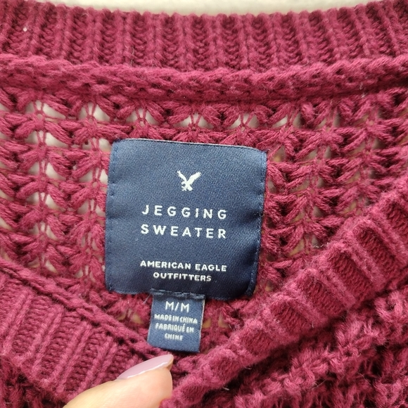 American Eagle Outfitters jeggings sweater tunic length open knit long sleeves - Picture 3 of 7